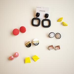 Lot of 80s Style and Button Earrings